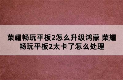 荣耀畅玩平板2怎么升级鸿蒙 荣耀畅玩平板2太卡了怎么处理